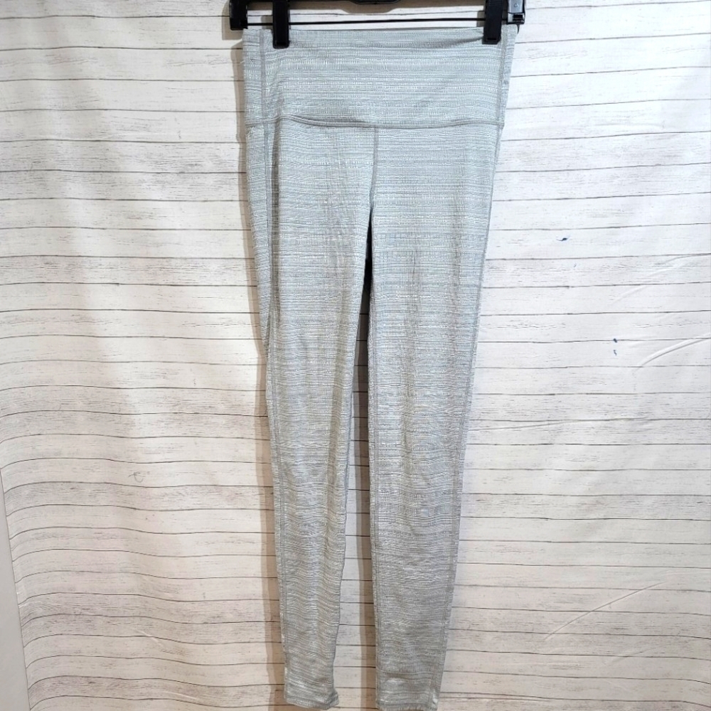 ATHLETA GRAY TEXTURED LEGGINGS, SZ SMALL